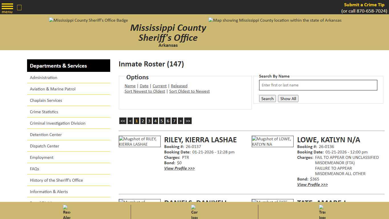 Inmate Roster - Current Inmates Booking Date Descending - Mississippi County AR Sheriff